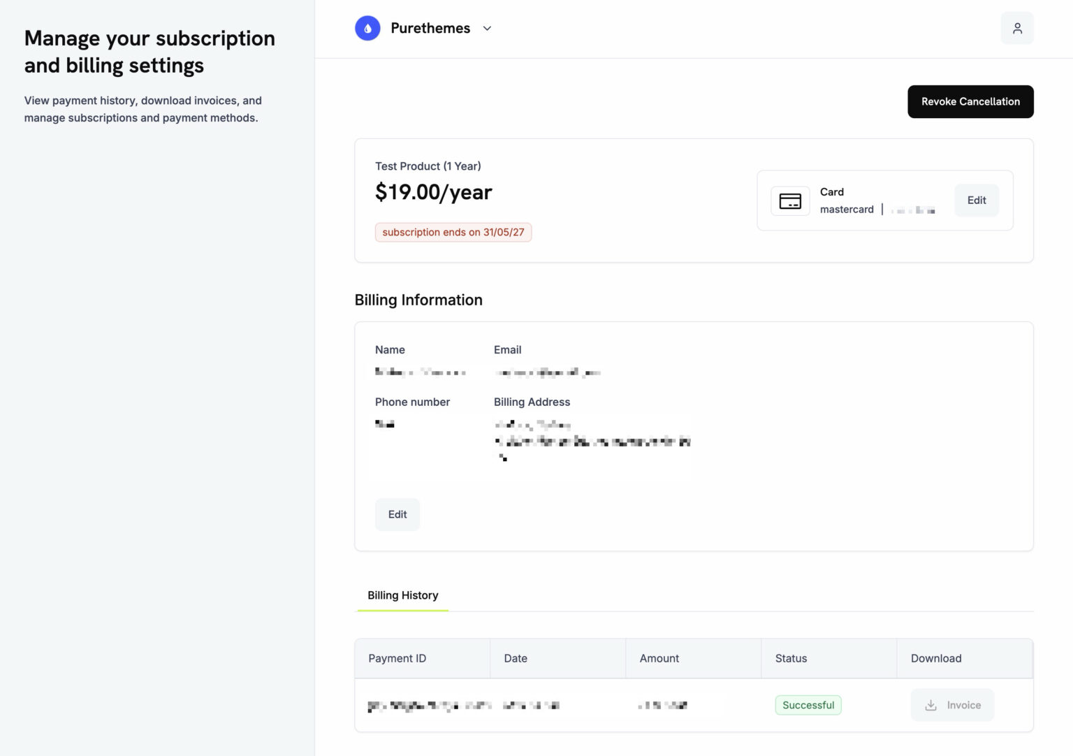 Customer billing portal