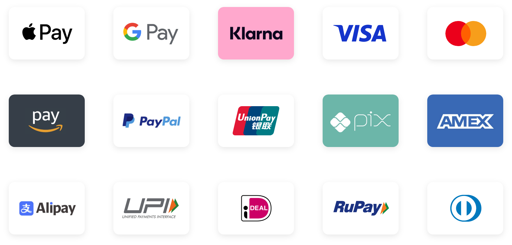 Supported payment methods
