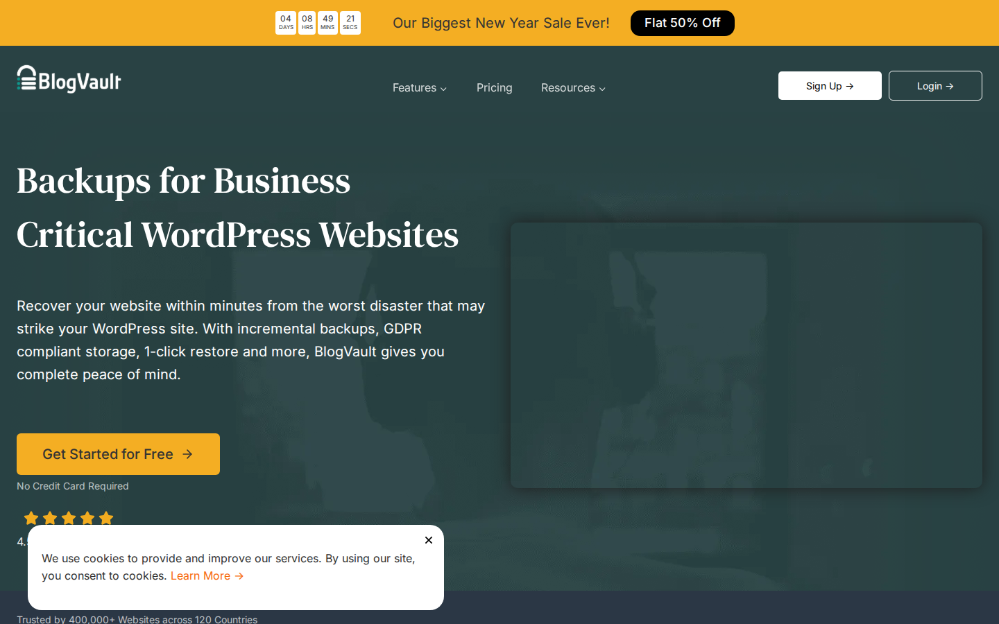 BlogVault backup service homepage