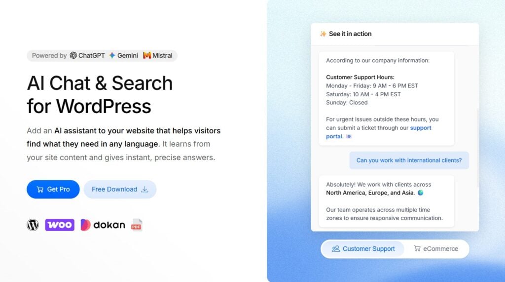 Chatbot for WordPress