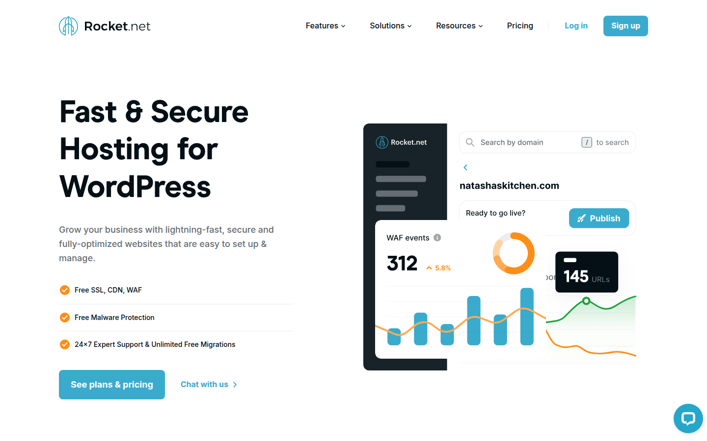 Rocket.net WordPress hosting pricing page