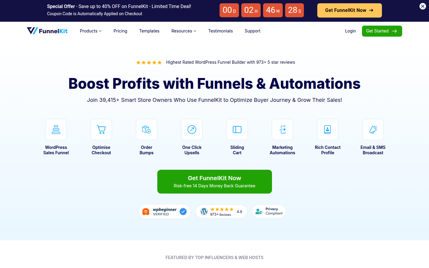 FunnelKit homepage screenshot