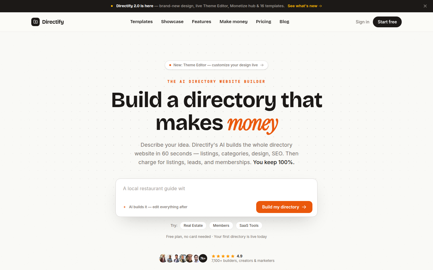 Directify hosted directory website builder interface